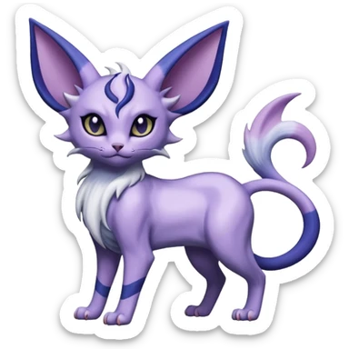 Dusky Purple-Navy Velvet-Coated Shadow-Striated Elegant Feline Absol-Espeon hybrid creature (full body) sticker