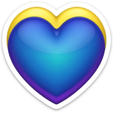 Heart with cobalt blue, purple, green, black, and yellow sticker