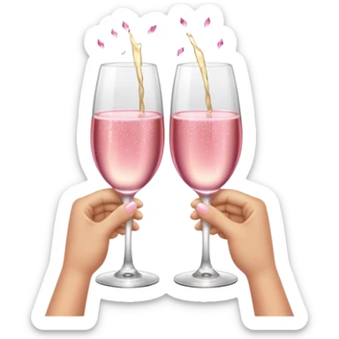 champagne glasses with pink champagne giving cheers with hands sticker