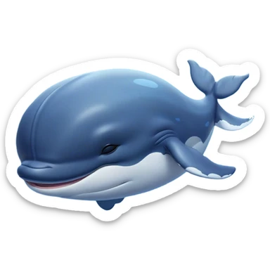 Meme-Worthy Cute Sleeping Humpback Whale Portrait Emoji, Head resting peacefully with a contented smile, showcasing an enormous blue-gray body with gently drifting pectoral fins and eyes softly closed in serene slumber, Simplified yet adorably endearing features, highly detailed, glowing with a soft, drowsy deep-sea light, high shine, relaxed and utterly lovable, stylized with an air of playful oceanic laziness, soft glowing outline, capturing the essence of a sleeping humpback whale that feels destined to become the next viral icon of adorable marine rest! sticker