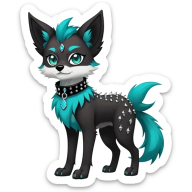 Vibrant dark edgy badass cool Falvie-Fionbri-creature-canine-fursona, full body, with random markings sticker
