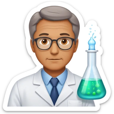 scientist middle age man photorealistic sticker