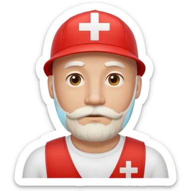 White bald bearded life guard sticker