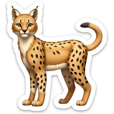 Cute realistic bobcat-lynx-cheetah-caracal-leopard-hybrid-Fakemon full body with patterns and markings sticker