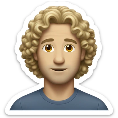 White guy with medium length curly hair sticker