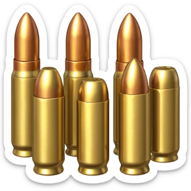 five gun bullets. four of them of one color and the fifth one of another color sticker