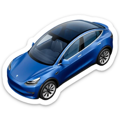 A Tesla Model Y parallel parking at a curb, from above sticker
