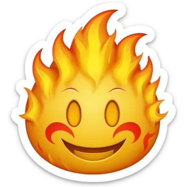 🙂🔥 cobine the two put the fire on topp of the head nothing more nothing less, stop with the ai don’t make it look like a person make it look like an yellow smiley face better sticker