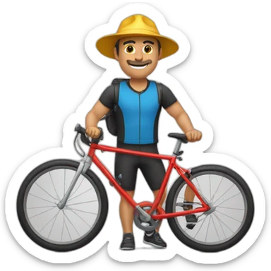 señor gordo blanco con gorra y bicicleta sticker