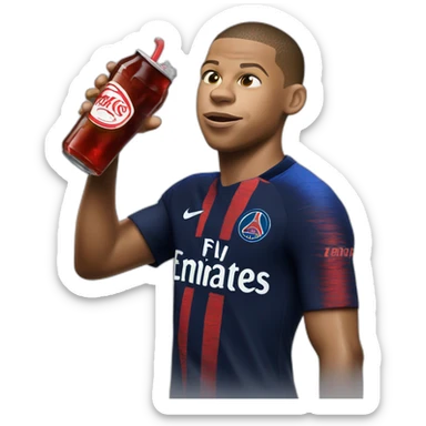 Mbappe entrain de boire un coca cherry sticker