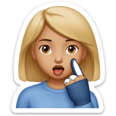 Chica mordiendose el dedo índice doblado pero sin sacar la lengua sticker