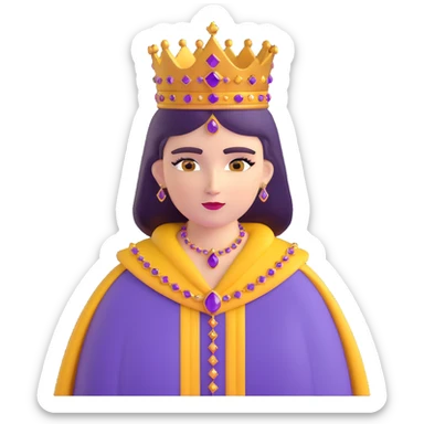 Empress Theodora wearing a jeweled crown and purple cloak sticker