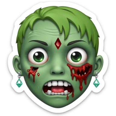 Create a zombie emoji with diamond earring sticker