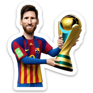 Lionel Messi levantando la copa del mundo sticker