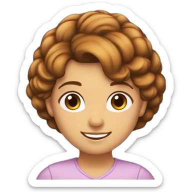 Nena pelo corto marron ojos marron sonriente por un gran éxito sticker