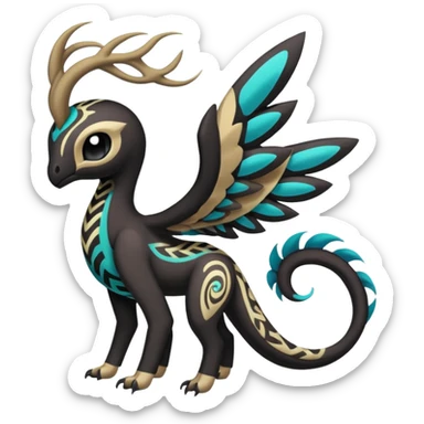Tribal Exotic Colorful Tropical Meloetta-Venom-Stitch-Zekrom-fusion, full body, tribal markings  sticker