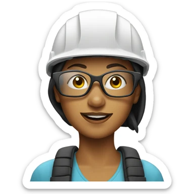 Young woman wearing a safety helmet, earplugs and glases  sticker