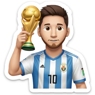 messi levantando la copa del mundo con auriculares gamer sticker