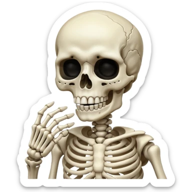 Squelette qui mes sont doigts devant la bouche  sticker