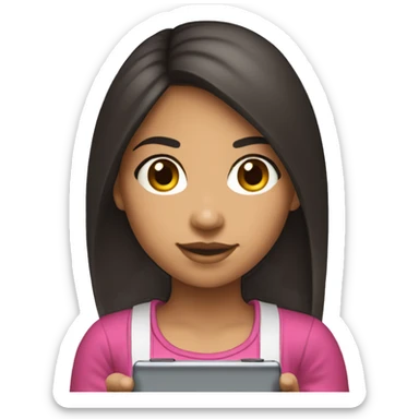 dark haired lightskin girl playing nintendo ds sticker