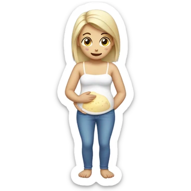 Girl with tummy ache from eating dairy sticker