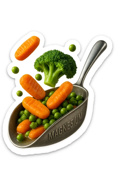 BOCCETTA DI MAGNESIO E VERDURE COTTE FLUTTUANO IN ARIA, IPERREALISTICA 4K sticker