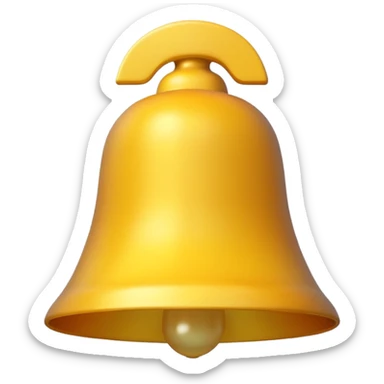 Generate a high-quality image of a generic yellow bell, classic shape, realistic color and shading, smooth gradient colors, no facial features, no brand markings, simple white background, high-resolution.

 sticker
