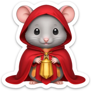 baby grey mouse, in magic red cloak sticker