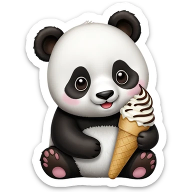Panda eating ice cream chocolat  sticker