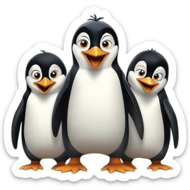 three penguins from madagascar sticker