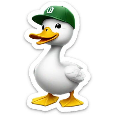 Duck wearing an Oregon ducks hat  sticker