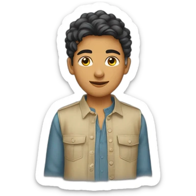 Un jeune homme de 14 ans portant une chemise marocaine sticker