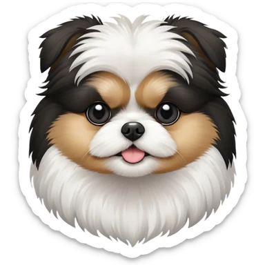 Pomeranian Shih Tzu mix with black and white fur sticker