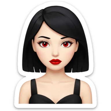 “Emoji girl, femme fatale, black hair. megan fox vibes black dress sticker