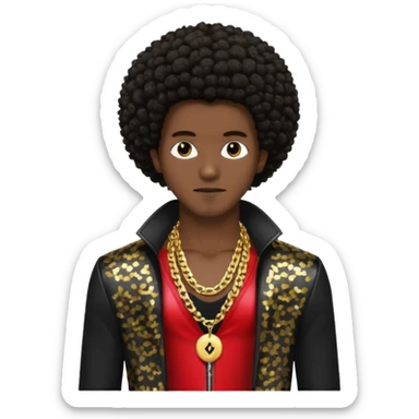 Gallant, R&B Singer with dark brown afro hair, black sequin jacket, shirtless with necklace sticker