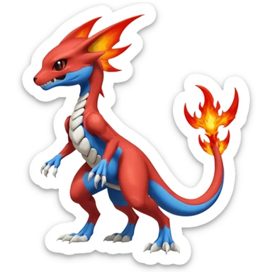 Skeletal Koraidon-Veemon-Digimon-Latias-Peppercat-Pokémon-Flamedramon-fusion-animal-hybrid-creature, Full body  sticker