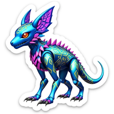  colorful modern cyber-Fakémon-Digimon-Trico-Vernid-creature (full body) sticker