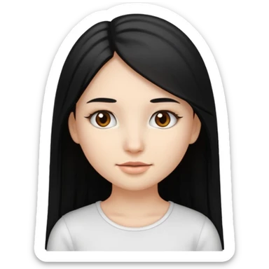 make a girl emoji with straight long black hair and blonde highlights and brown eyes with pretty eyelashes wearing a white top sticker