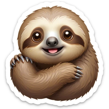 Cinematic Cute Sloth Portrait Emoji, Head tilted playfully and inquisitively, with a delightfully relaxed expression accented by a soft, fuzzy Fur and round, sparkling eyes filled with charm, Simplified yet irresistibly adorable features, highly detailed, glowing with a warm, gentle glow, high shine, affectionate and laid-back, stylized with a touch of whimsical laziness, bright and endearing, soft glowing outline, capturing the essence of a mischievous yet loving sloth that seems as if it could slowly dangle out of the screen into your arms! sticker
