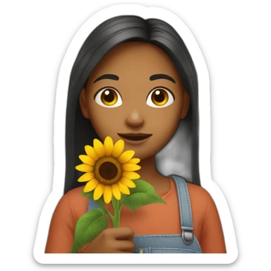 Girl holding sunflower sticker