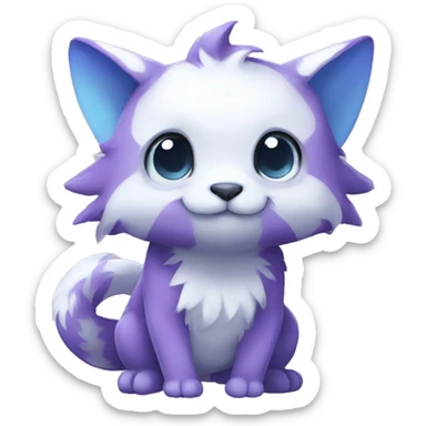 Cute cool purple white blue animal hybrid Fakemon full body sticker