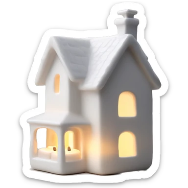 white ceramic home with candle lit ins sticker