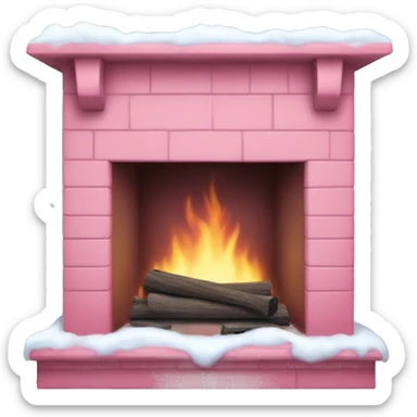 Winter Pink FirePlace, with snow on it sticker