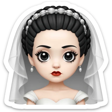cute chibi Bride of Frankenstein with big eyes and black and white hair sticker