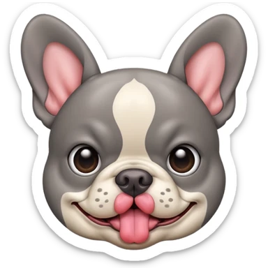 Grey Frenchie with tongue sticking out  sticker