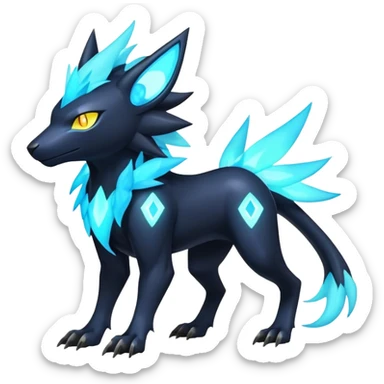  pastel dark bright vibrant futuristic lush warm-colored neon-glowing electric maned Luxray-Manectric-Fakémon-Vernid-Digimon-hybrid-creature (full body) sticker