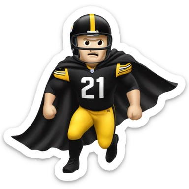 Terry Bradshaw Pittsburgh Steelers player in helmet and uniform with black cape. sticker