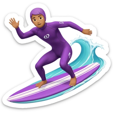 glitter surfer purple surf in wave ocean cian sticker