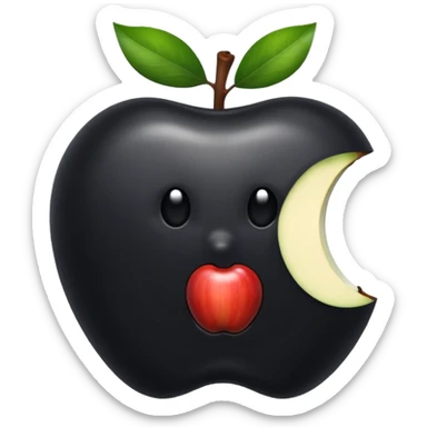 emoji of a black apple with a bite on the right sticker