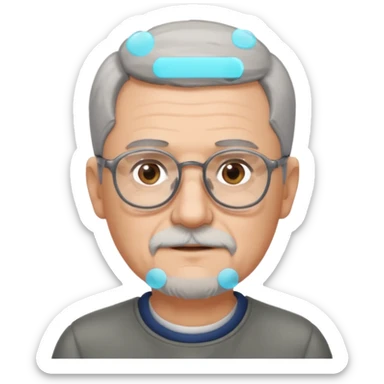 Homme 66 ans cheveux gris en brosse et barbe grise de trois jours lunettes  sticker